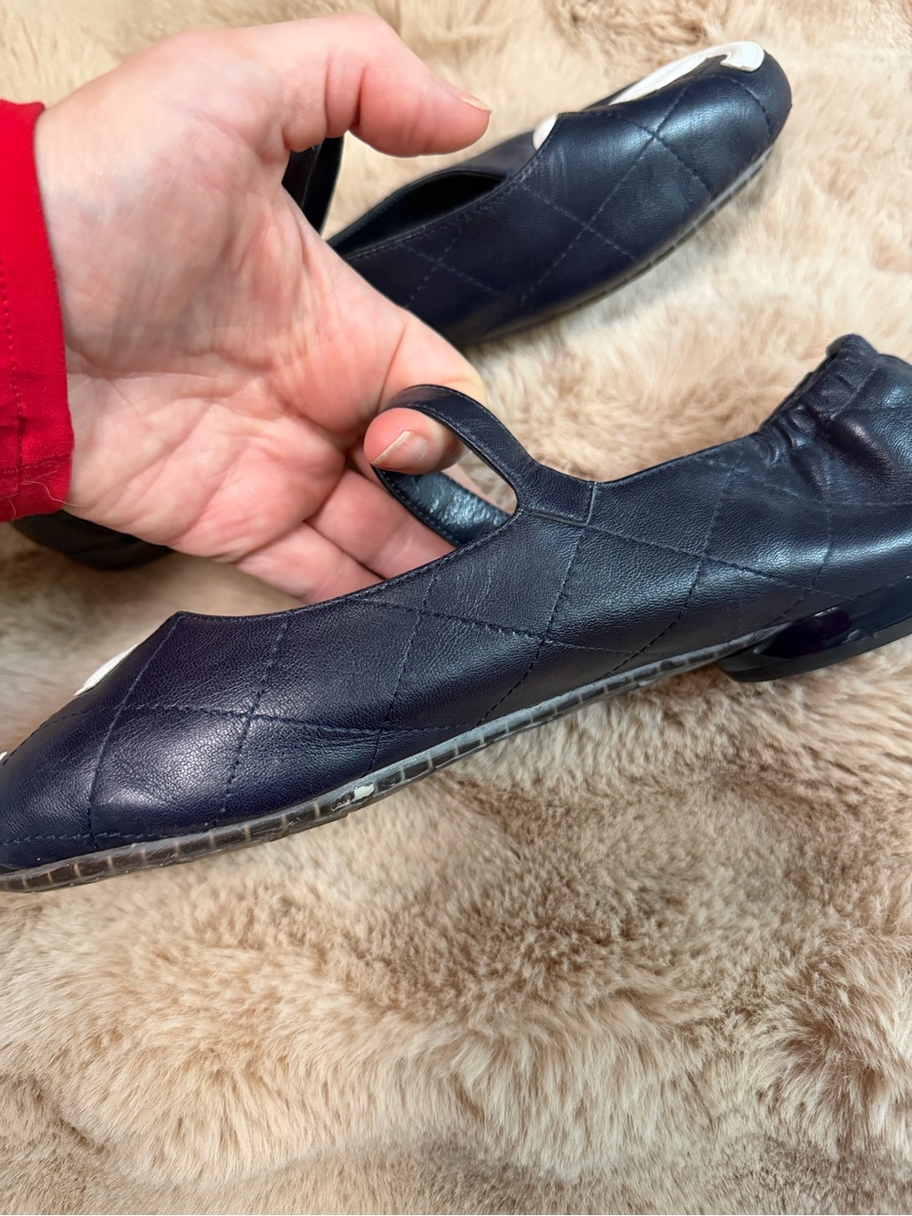 Authentic Chanel Navy Quilted Leather CC Mary Jane Flats EU 37 - Picture 8 of 16